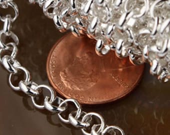 Chaîne Rolo plaquée argent sterling : volume, 4,7 mm maillons dessoudés, 32 pieds - 4,7 ROLO