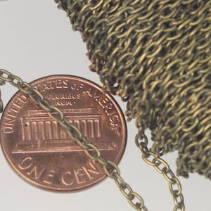 Antique Brass Chain, 50 ft spool of VINTAGE Antique Bronze Oval Round cable chain - 3x2.2mm unsoldered link - 322CA