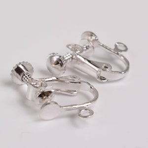 10pcs Screw Back Earring Clips - Sterling Silver Plated - 18x14mm
