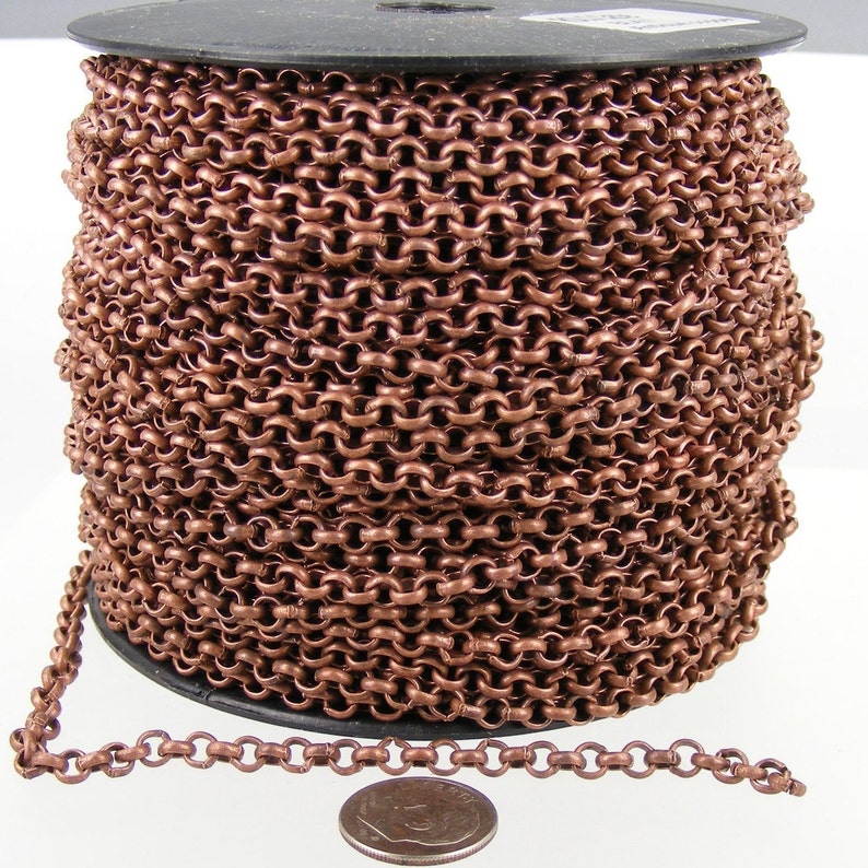 100 ft of Rolo Cable Chain 4.7mm Wholesale Unsoldered Links 47ROLO Antique Copper Rolo Chain bulk Chain