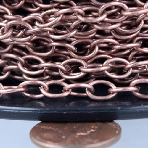 Antique Copper Chain Bulk Chain, 10 ft of Big Chunky Cable Chain 6.8x4.8mm 1.0mm Unsoldered