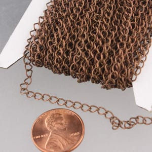 Antique Copper Plated Finish Solder Curb Chain Extender - 3.8x4.5mm Soldered Link 10 feet - 3845EXT