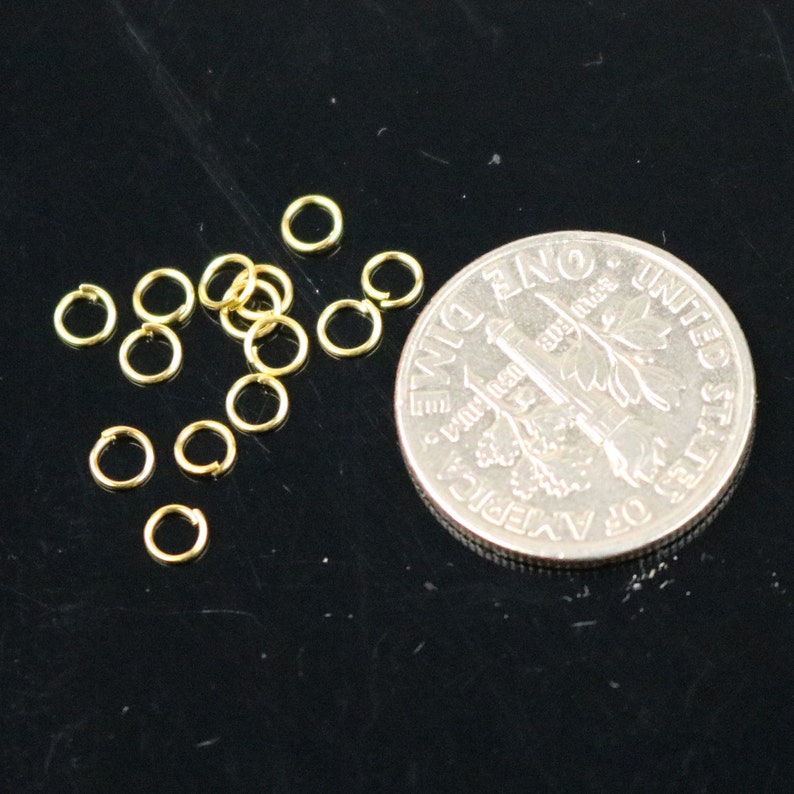 3mm THIN Jump Rings, 200 Gold Plated Jump Rings Jumprings Open 3x0.4mm 26 Gauge 26G Link Connector Jump Rings ship from 4x3mm image 2