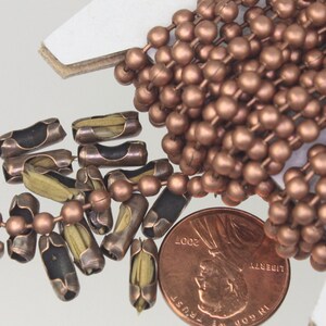 10 ft spool of Antique Copper BIG ball chain - 3.2mm with 5 connector(Insert type) - 32BALL