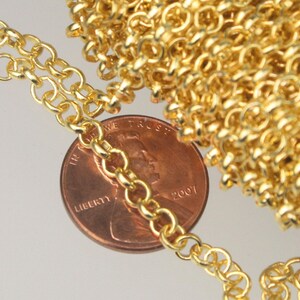金メッキロロチェーン：3.8 mm はんだ付けされていないリンク 5 フィート