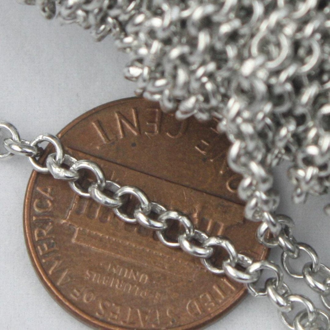 Rhodium Plated Rolo Chain: 3.1mm Soldered Links 10 Feet - 3.1ROLO - Etsy