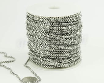 Stainless Steel Box Chain Venetian Chain 3.0mm - DIY Jewelry 30 feet