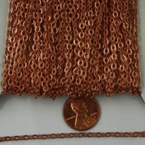 32 ft spool of Copper Plated Brass Flat Soldered Cable Chain 3.4x2.9mm   - 3429F-CP
