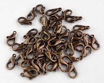 30 Antique Copper Lobster Clasp - 12mm 12x7mm Zinc ALLOY Copper Parrot Clasps Lobster Claw Clasp - LOB12A