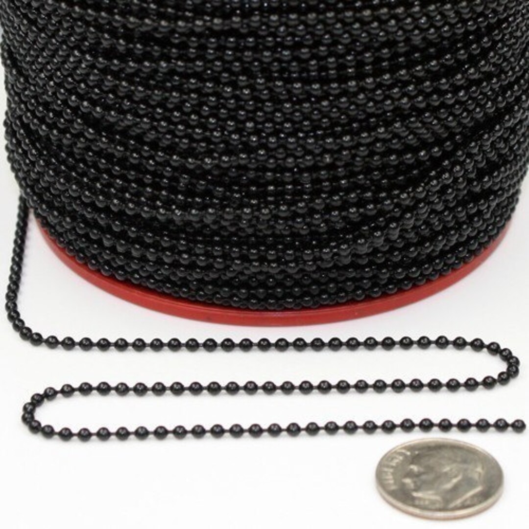 32 Ft. Spool of Black Ball Chain 2.0mm Ball Size With FREE Etsy