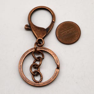 Antique Copper Plated Finish Key Chain Fobs: Premade Steel Iron 5 pcs image 2