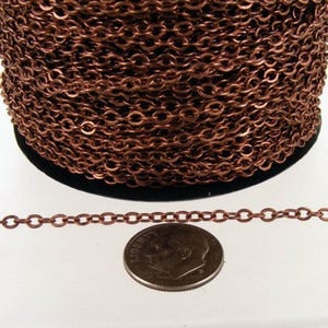 300 ft Antike Kupferkette - 2.4x1.7 mm Lötkette - Kupfer kleine ovale flache gelötet Kabelkette - Schütt zierliche zarte Kette - 2417F