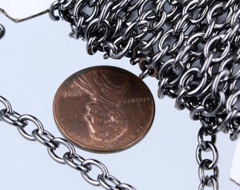 5 ft of Gunmetal Finished Big Heavy Cable chain - 6.0x4.5 1.2mm unsoldered links - 6045CA