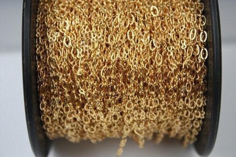 24k gold plated Soldered Link Figure 8 Connector Chain - 3.9x2.6mm links 10 feet image 2