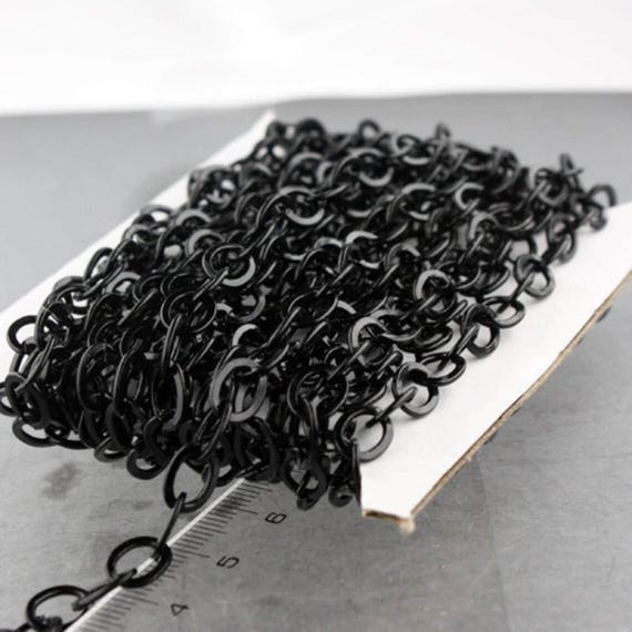 Black Finish Flat Cable Chain: Bulk Fashion Necklace, 7.8x6.0mm 32 feet