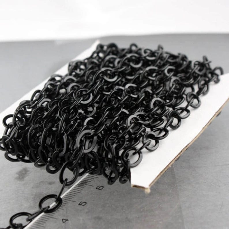 Black Finish Flat Cable Chain: Bulk Fashion Necklace, 7.8x6.0mm 32 feet image 1
