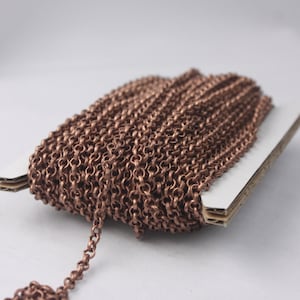 10 feet Antique Copper Rolo Chain SOLDERED Rolo Chain - 3.1mm Soldered Links bulk chain - 3.1BL