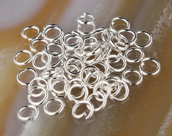 4mm Jump Rings, 500 pcs of Sterling Silver Plated Jump Rings / Jumprings - 4mm 21 gauge 0.7mm Link Connector Open Jump - 7x4mm