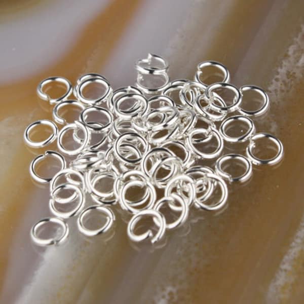 4mm Jump Rings, 500 pcs of Sterling Silver Plated Jump Rings / Jumprings - 4mm 21 gauge 0.7mm Link Connector Open Jump - 7x4mm
