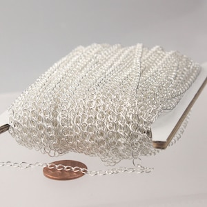 32 ft Sterling Silver Plated SOLDER Curb Chain EXTENDER Chain - 4x3mm Soldered Link - 43CURB