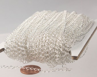 32 ft Sterling Silver Plated SOLDER Curb Chain EXTENDER Chain - 4x3mm Soldered Link - 43CURB