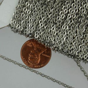 300 ft spool of Rhodium Plated Flat Round cable chain - 3x2.2mm - unsoldered link - 322FLAT