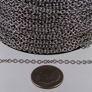 100 feet Stainless Steel Small Cable Chain SOLDERED Small Cable Chain - 3x2.2mm SOLDERED - Bulk Chain Necklace Wholesale DIY Jewelry Chain