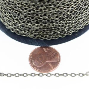 Antique Bronze Texture Chain Bulk, 50 ft. of Antique Brass Flat Texture Oval Chunky Cable Chain - 3x2mm Unsoldered - Necklace Bracelet Chain