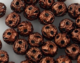 Wholesale Lot Antique Copper Plated Finish Filigree Round Beads Spacer - 4mm 500 pcs
