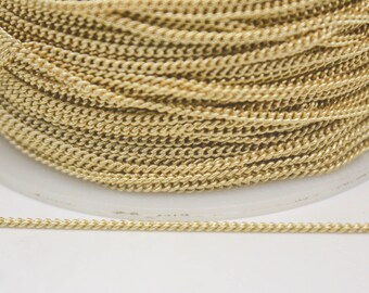 Non Tarnish 18K Gold Plated Curb Chain: 1.3mm Soldered Link Tiny Solder 100 feet - Bulk Spool
