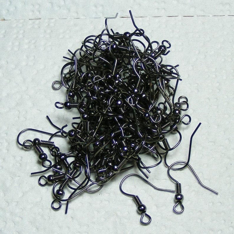Gunmetal Finish Fish Hook Earwires: Iron Earring Findings (19x17mm) 1000 pcs - Wholesale Bulk Lot image 2