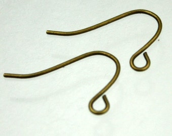 100 pcs of Antique Brass Earrings Hook 20X11mm - French Hook - Simple Earwire Earring Hook - ERSIMPLE