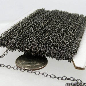 12 ft spool of Gunmetal Finished Round cable chain - 3x2.2mm - unsoldered link - 322CA