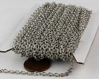 32 ft spool of Antique Silver Finished Round Soldered Cable Chain - 3.4x3.0mm SOLDERED Link - 3430S