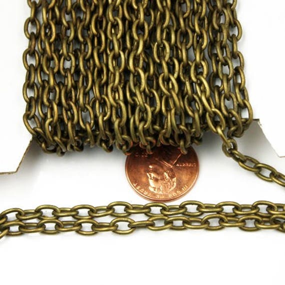 100 ft of Antiqued brass cable chain - 6x4mm unsoldered links - 6040CA