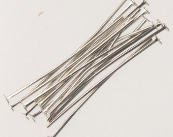 Bulk/fingerpick 300 Pcs of Rhodium Plated FLAT Headpins Head Pins T Pins 1  Inch 26mm 22gauge 0.6mm Thickness TPIN-22G-25 