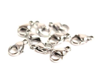Stainless Steel Lobster Clasps 10x6mm: Jewelry Supplies 100 pcs - Wholesale Bulk Lot