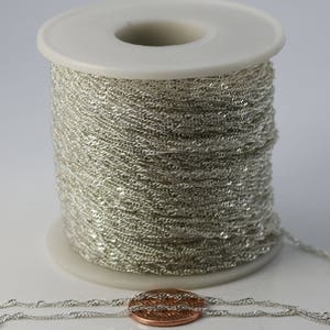 NEW 10 ft spool Sterling Silver Plated SOLDERED TWIST Twisted Rope Curb Chain - 1.8mm width Solder link - with Free Jumpring (10 pcs)