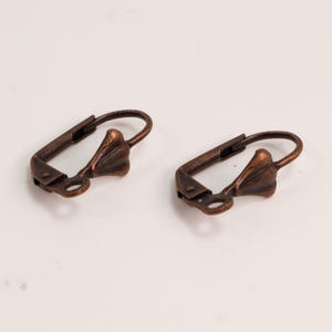 50 Antiqued Copper Shell Leverback Earrings earwire 18.3x9.6mm - brass