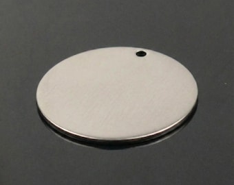 Placas de estampación de acero inoxidable: Etiquetas metálicas redondas de 1" (10 unidades) - Paquete a granel