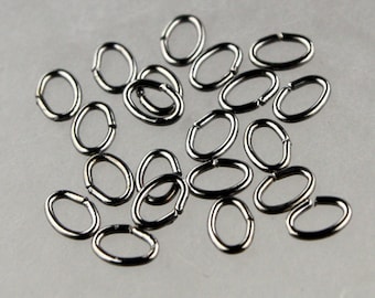 200 pcs OVAL Jump Rings - 7x5mm Gunmetal Oval Jump Rings Jumprings Open 7x5mm 21 Gauge 21G Connector Open Jump Rings - 7x7x5mm