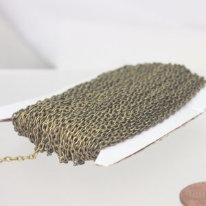 Antique Brass Chain, 50 ft   Antique Bronze  Round cable chain - 3x2.2mm unsoldered link - Bulk Necklace Chain - 322CA