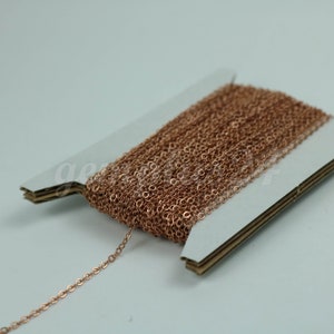 10 ft Dark Copper Chain - 2.4x1.7mm SOLDER Chain - Copper little Oval Flat Soldered Cable Chain - Bulk Dainty Delicate Chain  - 2417F