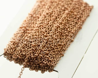 Antique Copper Plated Satellite Chain: 3x1.7mm Soldered Link Cable 32 feet - Bulk Spool- 317SAT