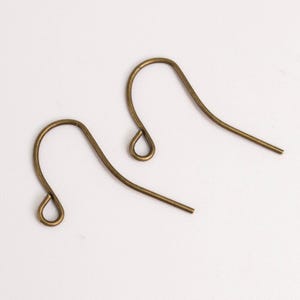 Antique Brass Finish Earring Hooks 20x11mm: Simple French Earwires 100 pcs - Wholesale Bulk Lot