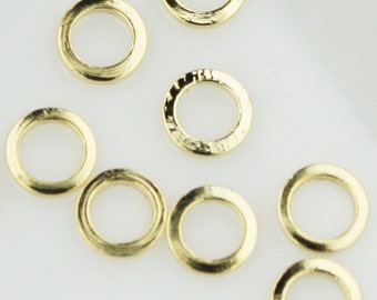 25 pcs gold plated solid brass ring connector - 6mm 16ga soldered