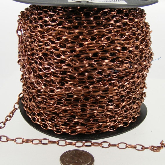 Antique Copper Chain bulk Chain 5 ft. of Antique Copper Finished Drawn Cable Chain 6.3x3.5mm Unsoldered Link 6335DR