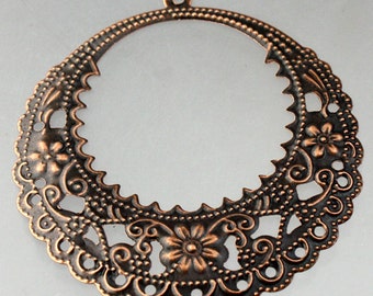 10 pcs Antiqued Copper BIG filigree drop - 2inch x 2inch (48x50mm)