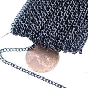 Black curb chain 2.2mm - unsoldered - 2.2S 300 feet - Wholesale Lot