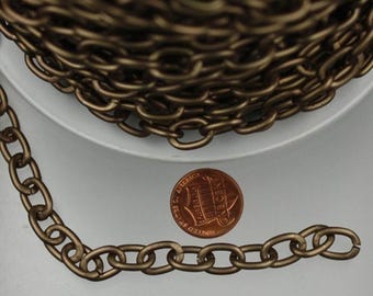 Chaîne câble en aluminium finition laiton antique - 12 x 7 mm maillons dessoudés 10 pieds